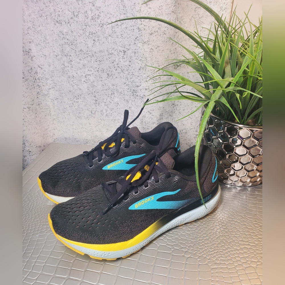 Brooks Ghost 16 Men's Running Sneakers "Black/Forged Iron/ Blue" Size 8 - Picture 1 of 12